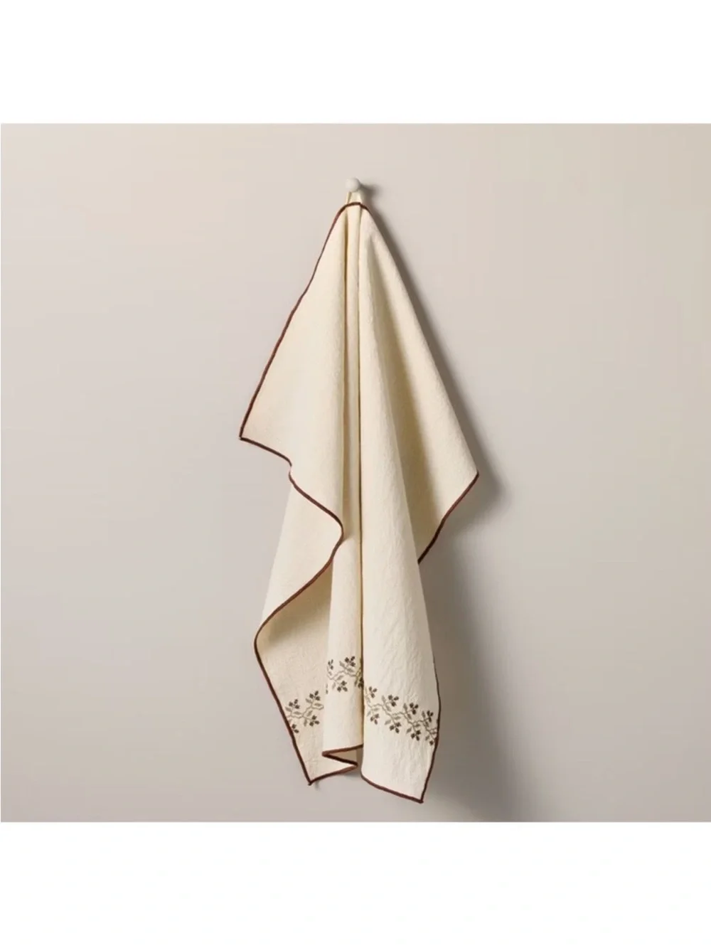Hearth & Hand Magnolia Flour Sack Kitchen Towel Floral Stitched Fall Icon Leaves